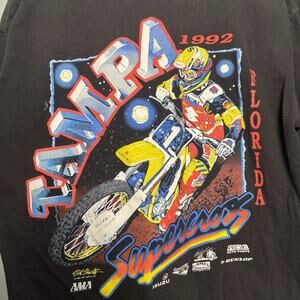 Vintage 1992 Moto Supercross Bike Racing Shirt Large Black Tampa